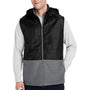 Team 365 Mens Zone HydroSport Hybrid Water Resistant Full Zip Hooded Vest - Heather Dark Grey/Black