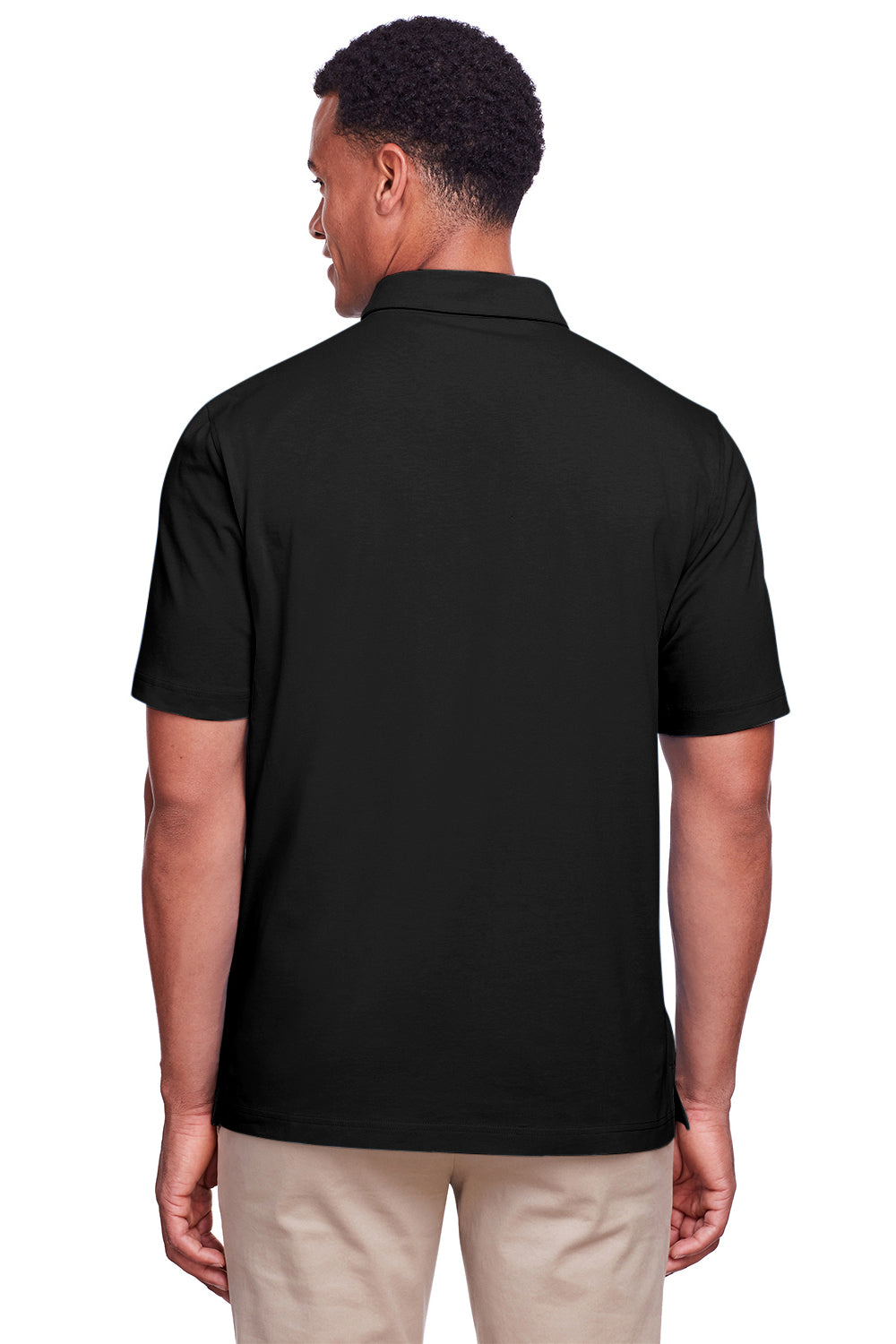 UltraClub UC105 Mens Lakeshore Performance Moisture Wicking Short Sleeve Polo Shirt Black Model Back