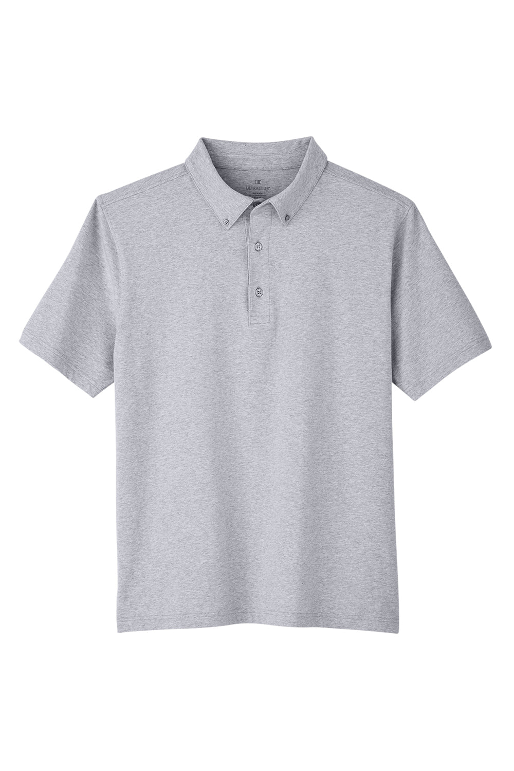 UltraClub UC105 Mens Lakeshore Performance Moisture Wicking Short Sleeve Polo Shirt Heather Grey Flat Front