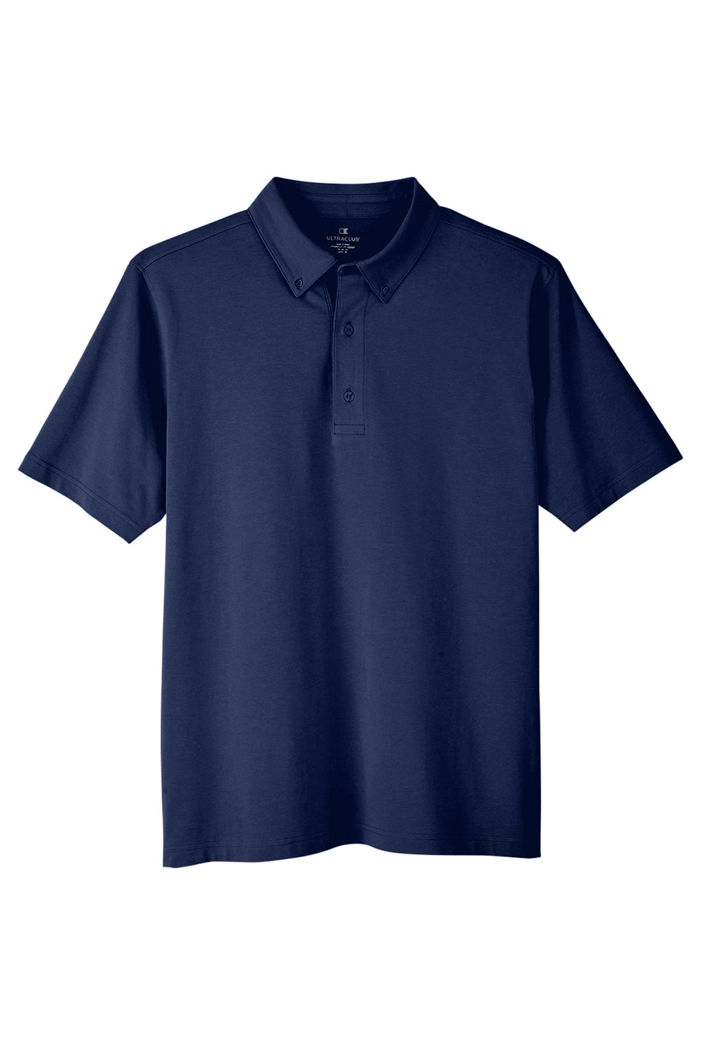 UltraClub UC105 Mens Lakeshore Performance Moisture Wicking Short Sleeve Polo Shirt Navy Blue Flat Front