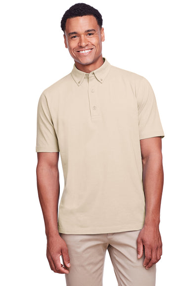 UltraClub UC105 Mens Lakeshore Performance Moisture Wicking Short Sleeve Polo Shirt Stone Model Front