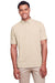 UltraClub UC105 Mens Lakeshore Performance Moisture Wicking Short Sleeve Polo Shirt Stone Model Front