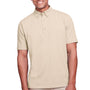 UltraClub Mens Lakeshore Performance Moisture Wicking Short Sleeve Polo Shirt - Stone