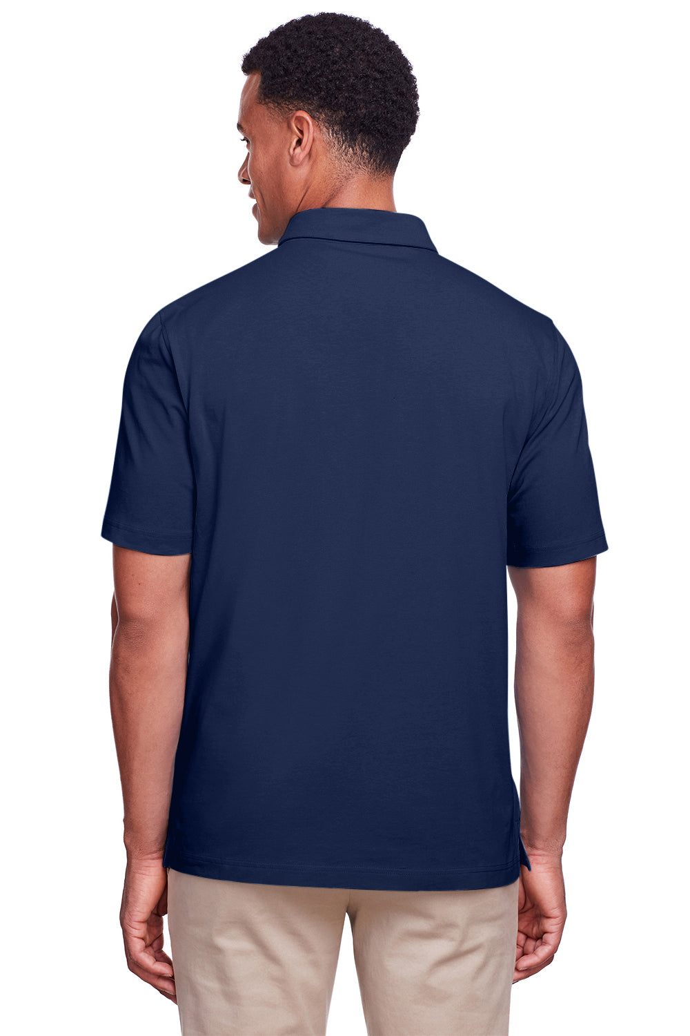 UltraClub UC105 Mens Lakeshore Performance Moisture Wicking Short Sleeve Polo Shirt Navy Blue Model Back