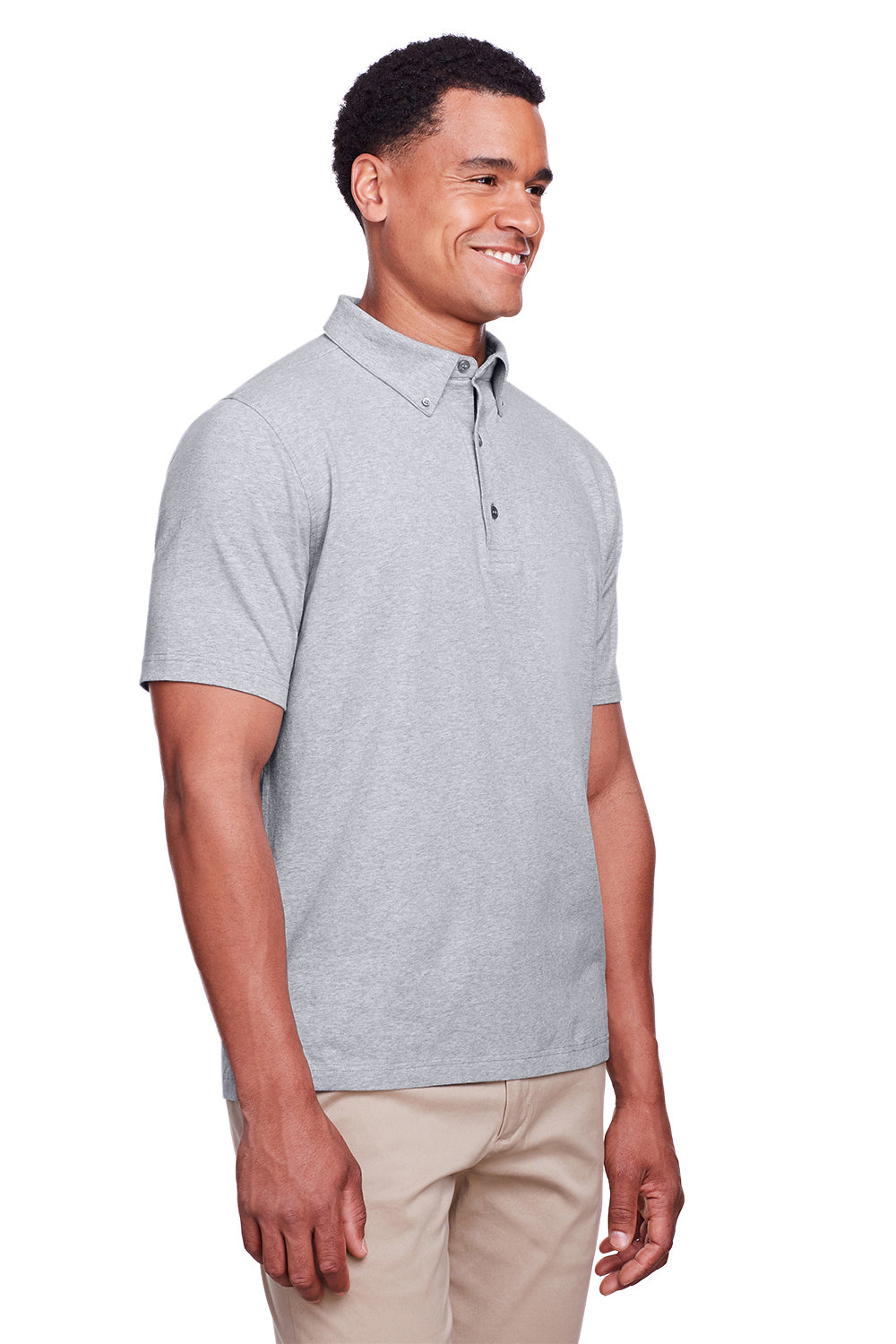 UltraClub UC105 Mens Lakeshore Performance Moisture Wicking Short Sleeve Polo Shirt Heather Grey Model 3q