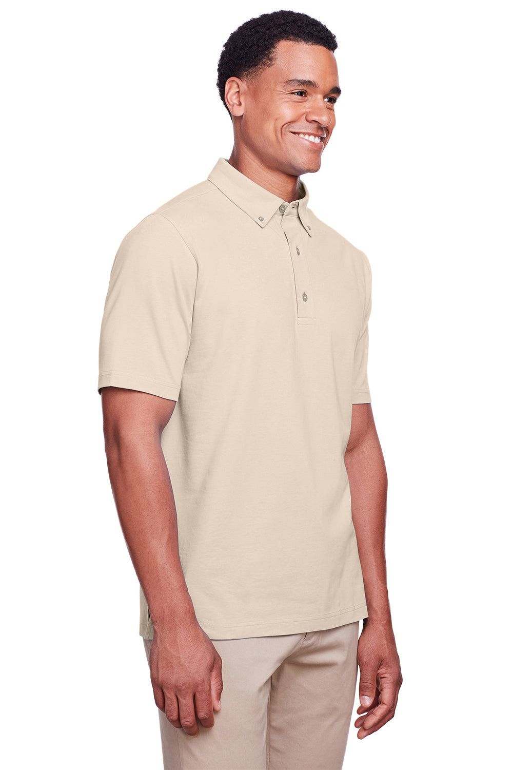 UltraClub UC105 Mens Lakeshore Performance Moisture Wicking Short Sleeve Polo Shirt Stone Model 3q