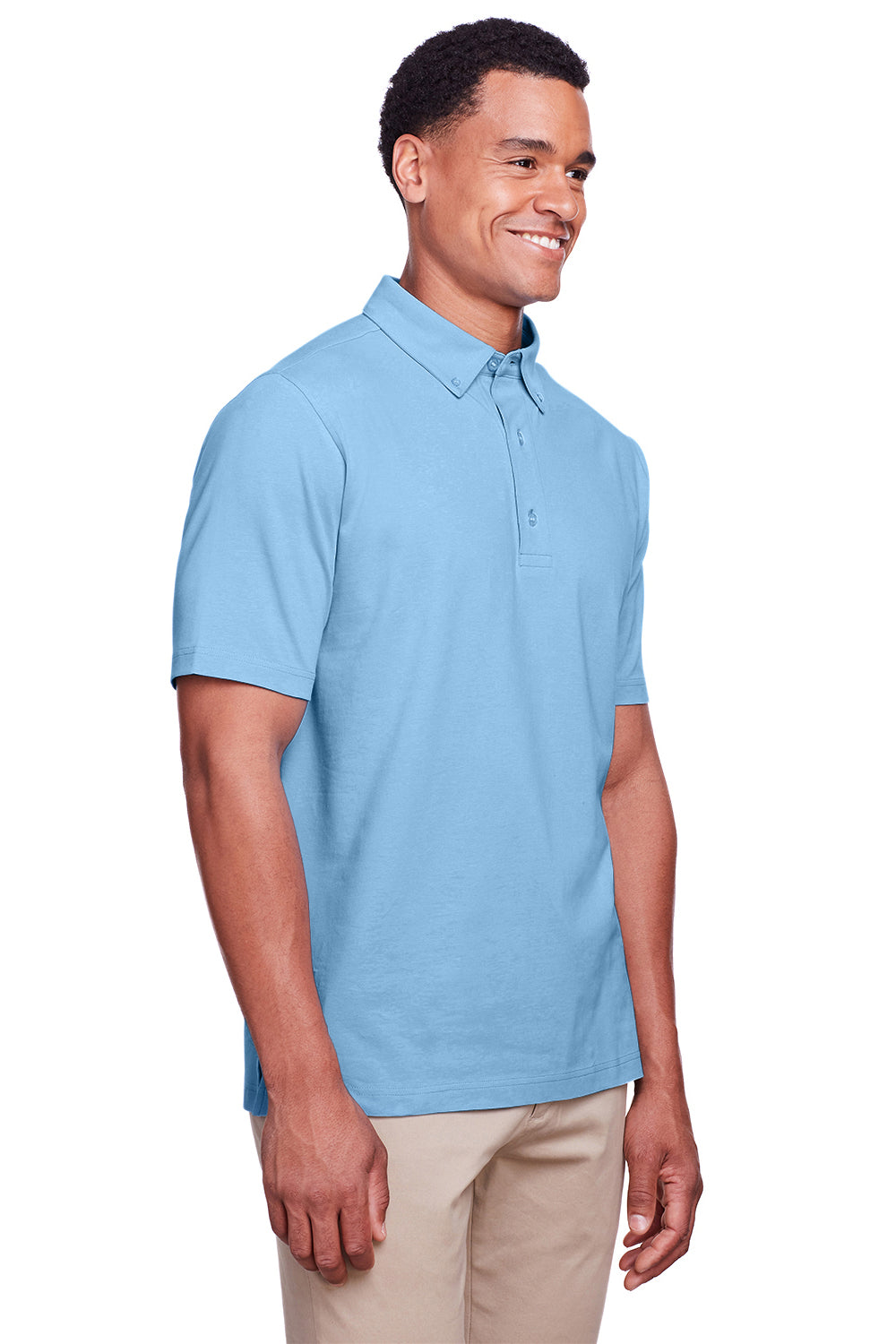 UltraClub UC105 Mens Lakeshore Performance Moisture Wicking Short Sleeve Polo Shirt Columbia Blue Model 3q