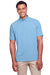 UltraClub UC105 Mens Lakeshore Performance Moisture Wicking Short Sleeve Polo Shirt Columbia Blue Model Front