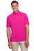 UltraClub UC105 Mens Lakeshore Performance Moisture Wicking Short Sleeve Polo Shirt Heliconia Pink Model Front