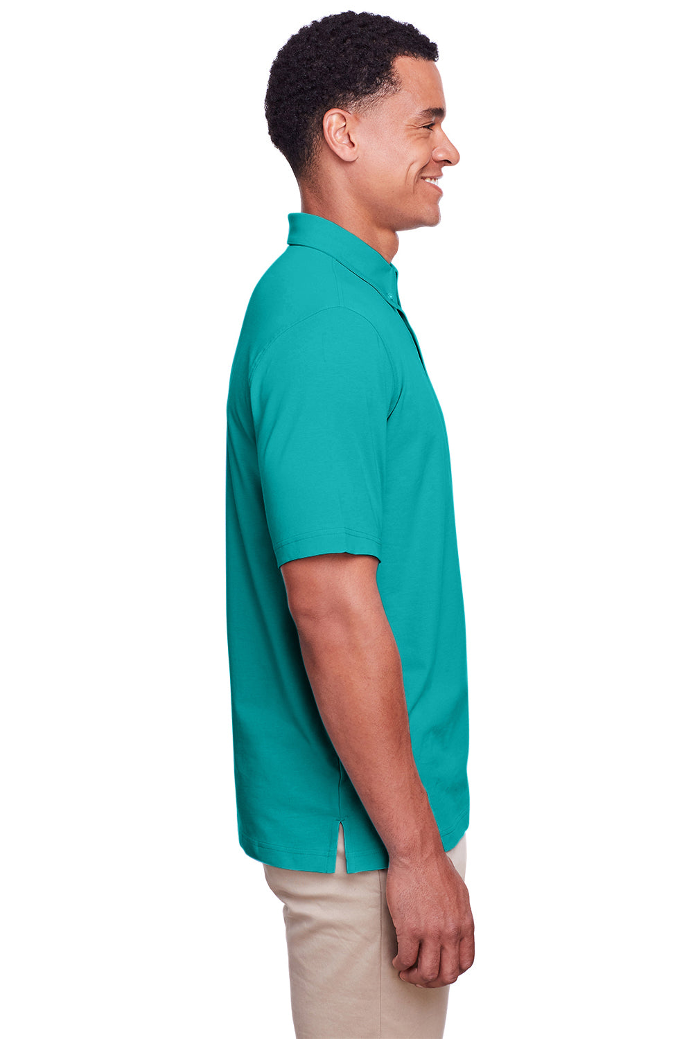 UltraClub UC105 Mens Lakeshore Performance Moisture Wicking Short Sleeve Polo Shirt Jade Green Model Side