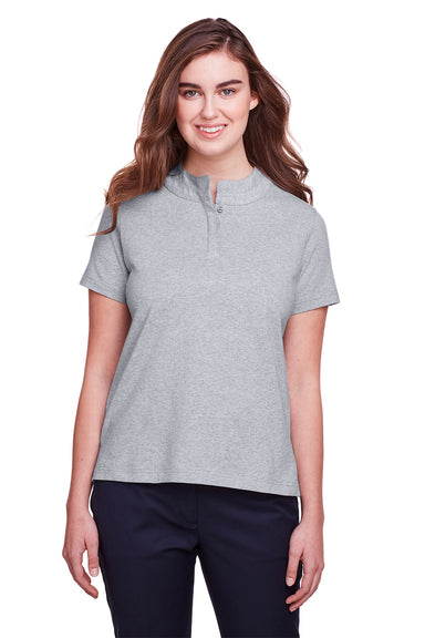 UltraClub UC105W Womens Lakeshore Performance Moisture Wicking Short Sleeve Polo Shirt Heather Grey Model Front