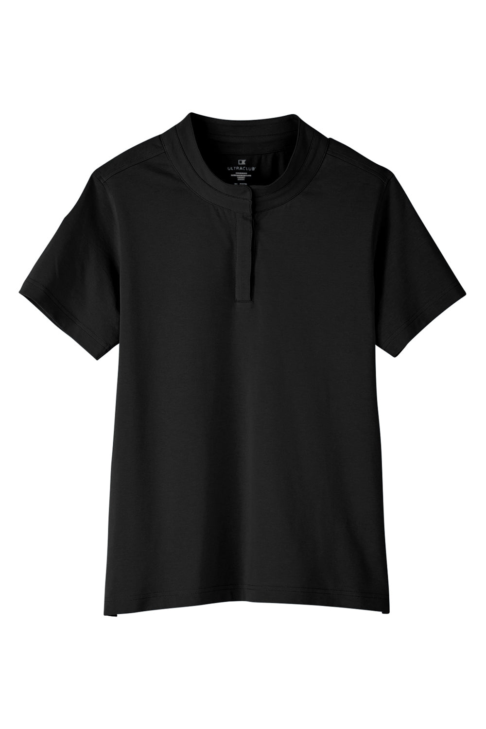 UltraClub UC105W Womens Lakeshore Performance Moisture Wicking Short Sleeve Polo Shirt Black Flat Front