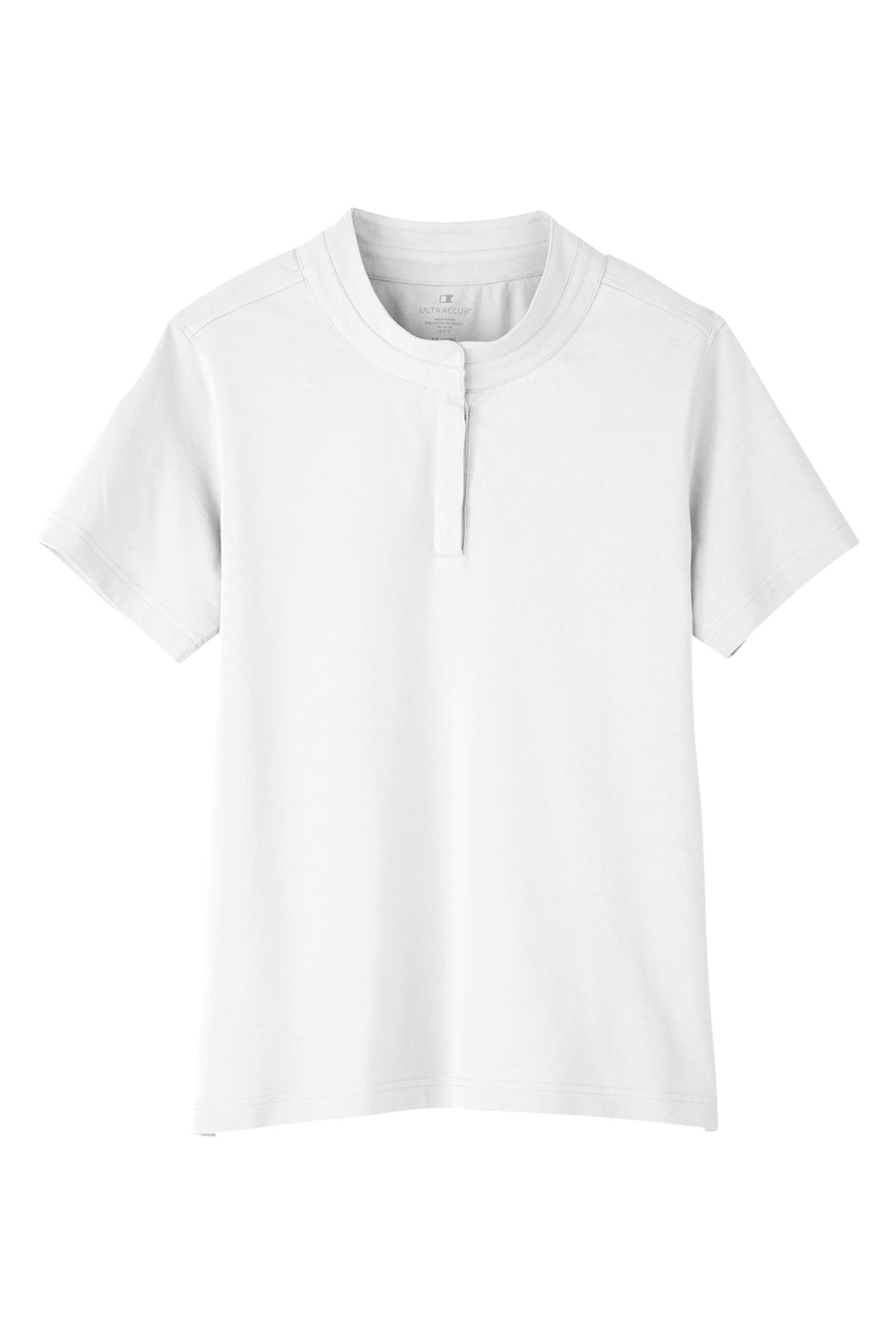 UltraClub UC105W Womens Lakeshore Performance Moisture Wicking Short Sleeve Polo Shirt White Flat Front