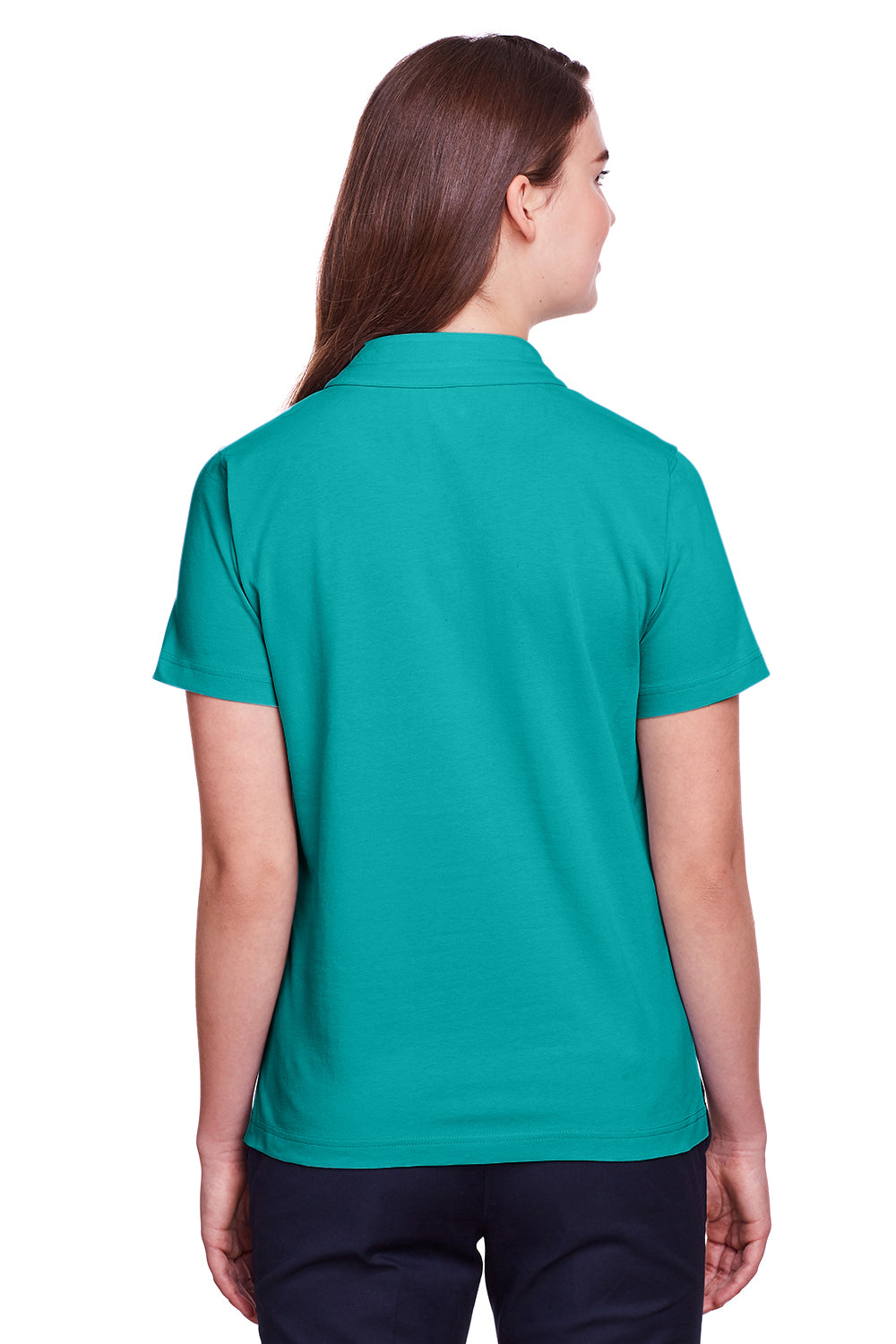 UltraClub UC105W Womens Lakeshore Performance Moisture Wicking Short Sleeve Polo Shirt Jade Green Model Back