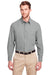 UltraClub UC500 Mens Bradley Performance Moisture Wicking Long Sleeve Button Down Shirt w/ Pocket Silver Grey Model Front