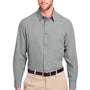 UltraClub Mens Bradley Performance Moisture Wicking Long Sleeve Button Down Shirt w/ Pocket - Silver Grey - Closeout