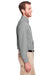 UltraClub UC500 Mens Bradley Performance Moisture Wicking Long Sleeve Button Down Shirt w/ Pocket Silver Grey Model Side