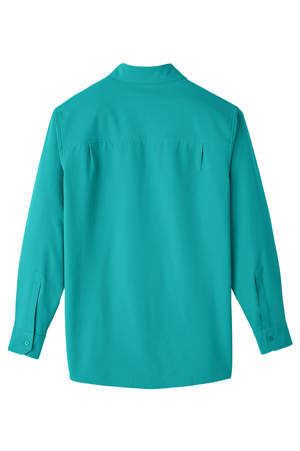 UltraClub UC500 Mens Bradley Performance Moisture Wicking Long Sleeve Button Down Shirt w/ Pocket Jade Green Flat Back