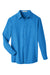 UltraClub UC500 Mens Bradley Performance Moisture Wicking Long Sleeve Button Down Shirt w/ Pocket Pacific Blue Flat Front