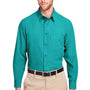 UltraClub Mens Bradley Performance Moisture Wicking Long Sleeve Button Down Shirt w/ Pocket - Jade Green - Closeout