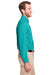 UltraClub UC500 Mens Bradley Performance Moisture Wicking Long Sleeve Button Down Shirt w/ Pocket Jade Green Model Side