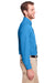 UltraClub UC500 Mens Bradley Performance Moisture Wicking Long Sleeve Button Down Shirt w/ Pocket Pacific Blue Model Side