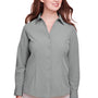 UltraClub Womens Bradley Performance Moisture Wicking Long Sleeve Button Down Shirt - Silver Grey