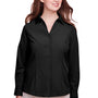 UltraClub Womens Bradley Performance Moisture Wicking Long Sleeve Button Down Shirt - Black