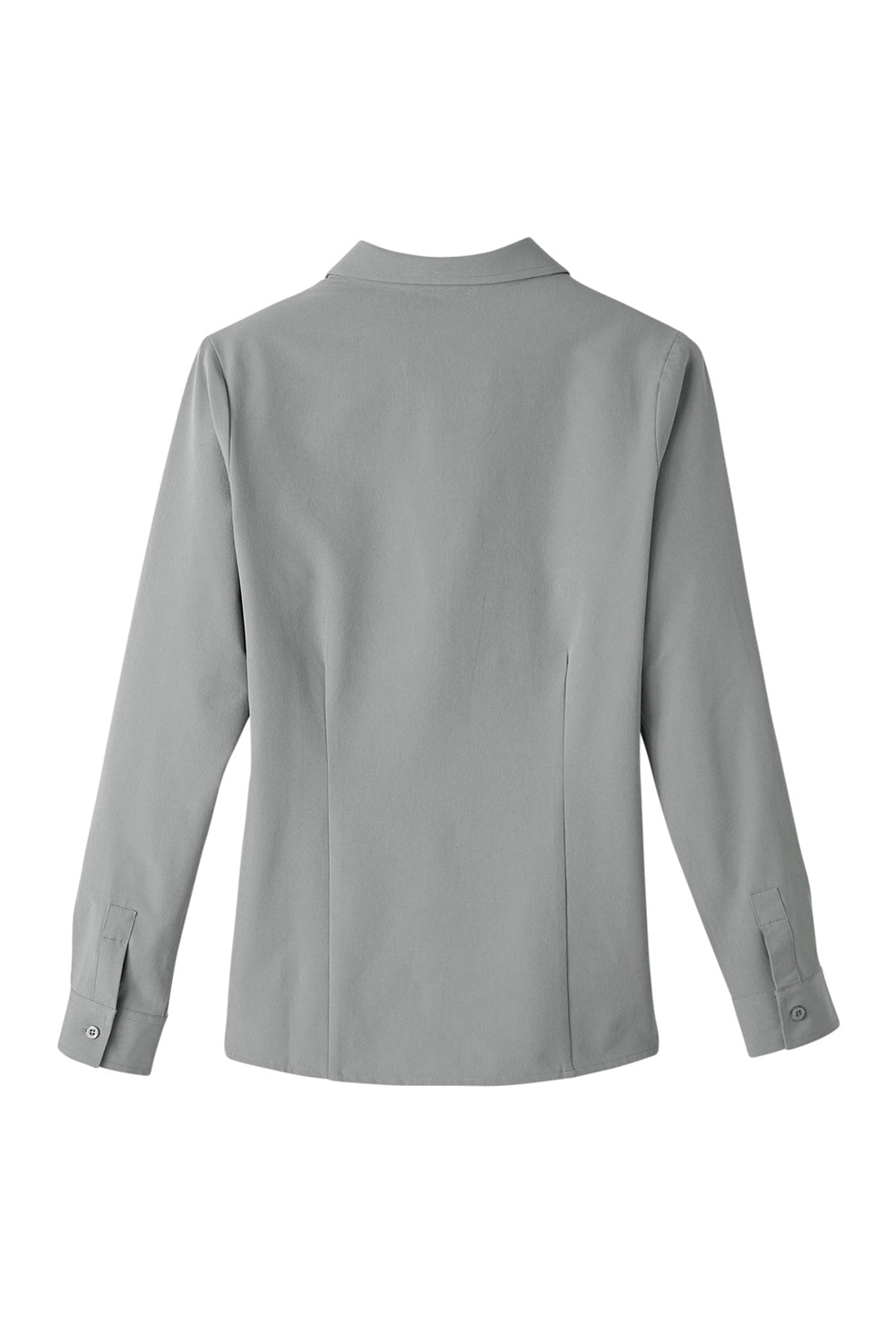 UltraClub UC500W Womens Bradley Performance Moisture Wicking Long Sleeve Button Down Shirt Silver Grey Flat Back