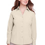 UltraClub Womens Bradley Performance Moisture Wicking Long Sleeve Button Down Shirt - Stone