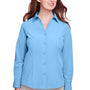 UltraClub Womens Bradley Performance Moisture Wicking Long Sleeve Button Down Shirt - Columbia Blue