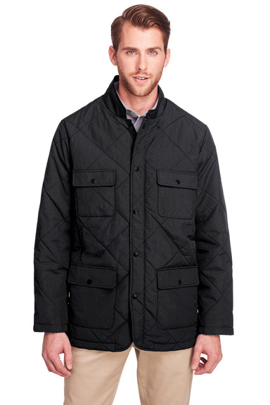 UltraClub UC708 Mens Dawson Water Resistant Quilted Full Zip Jacket Black Model Front