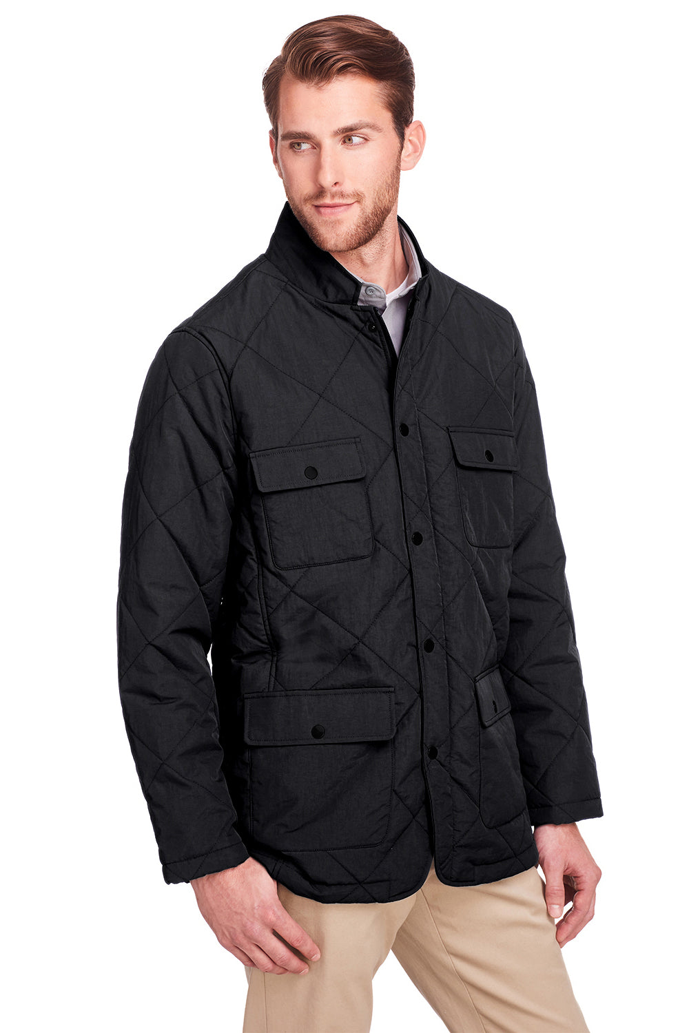 UltraClub UC708 Mens Dawson Water Resistant Quilted Full Zip Jacket Black Model 3q