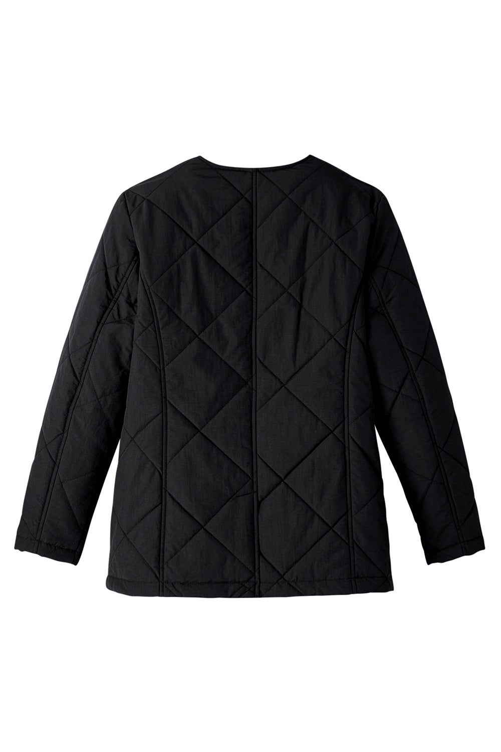 UltraClub UC708W Womens Dawson Quilted Water Resistant Full Zip Jacket Black Flat Back