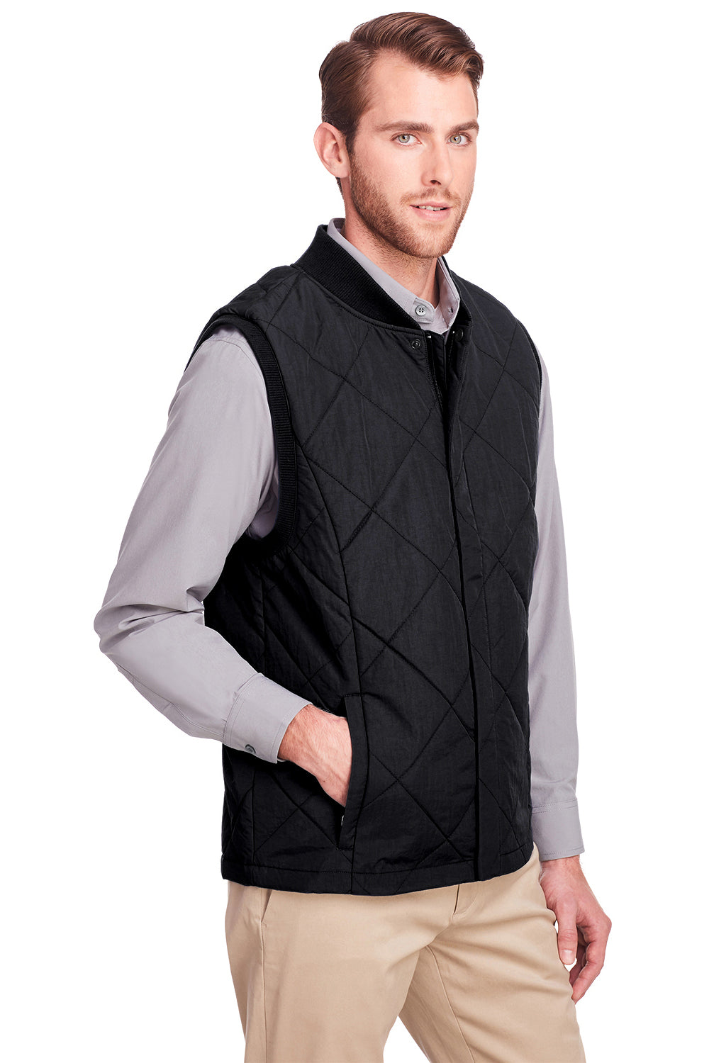 UltraClub UC709 Mens Dawson Water Resistant Quilted Full Zip Vest Black Model 3q