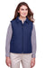 UltraClub UC709W Womens Dawson Quilted Water Resistant Full Zip Vest Navy Blue Model Front