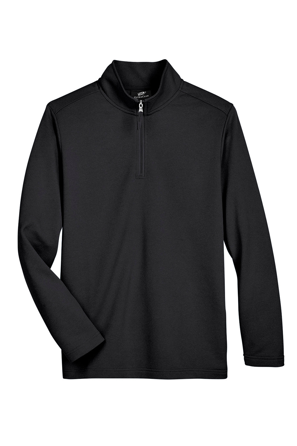 UltraClub UC792 Mens Coastal Performance Moisture Wicking Fleece 1/4 Zip Sweatshirt Black Flat Front