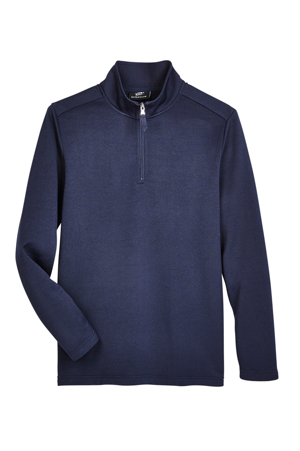 UltraClub UC792 Mens Coastal Performance Moisture Wicking Fleece 1/4 Zip Sweatshirt Navy Blue Flat Front