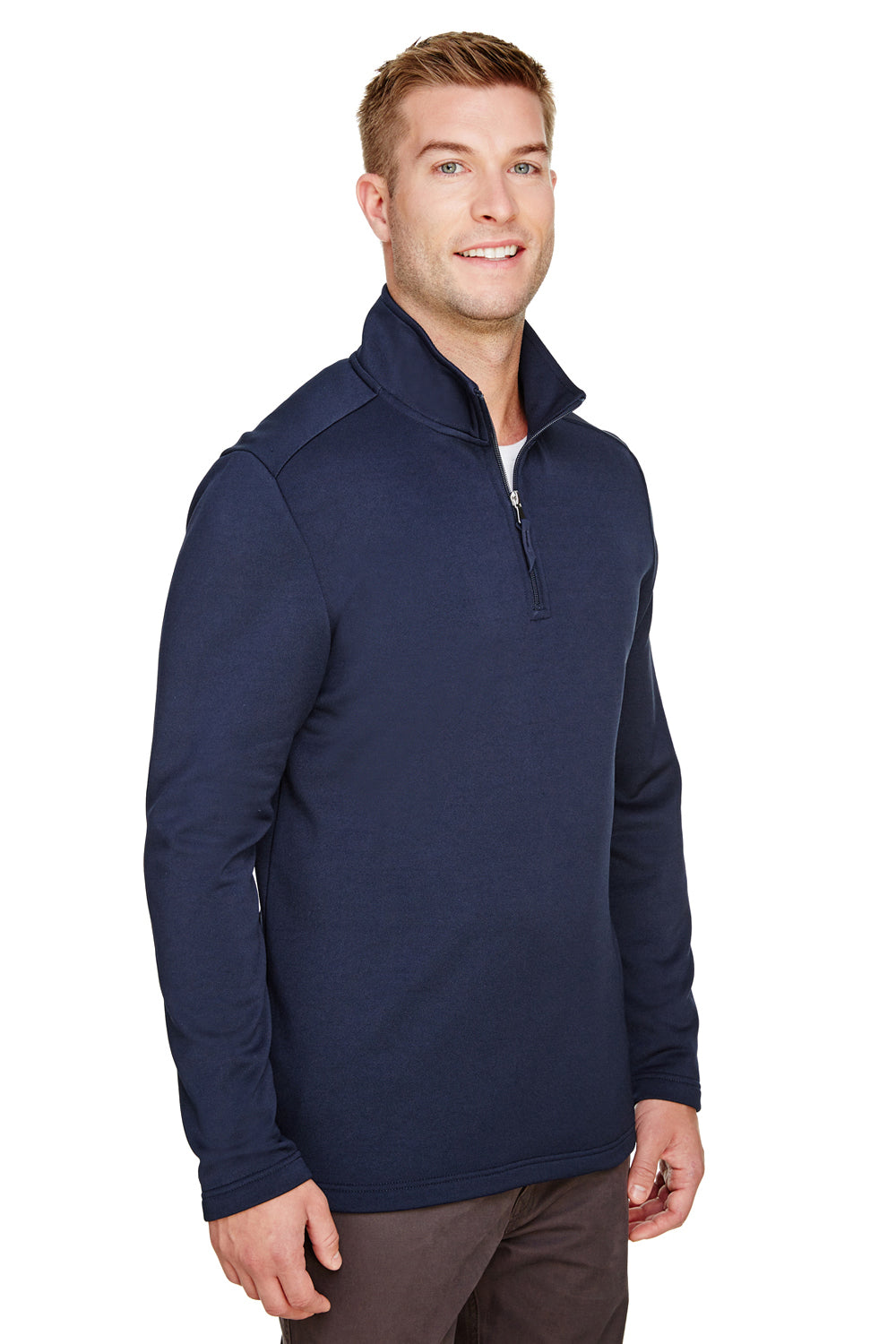 UltraClub UC792 Mens Coastal Performance Moisture Wicking Fleece 1/4 Zip Sweatshirt Navy Blue Model 3q