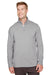 UltraClub UC792 Mens Coastal Performance Moisture Wicking Fleece 1/4 Zip Sweatshirt Heather Silver Grey Model Front