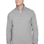 UltraClub Mens Coastal Performance Moisture Wicking Fleece 1/4 Zip Sweatshirt - Heather Silver Grey