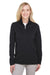 UltraClub UC792W Womens Coastal Performance Moisture Wicking Fleece 1/4 Zip Sweatshirt Black Model Front