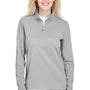 UltraClub Womens Coastal Performance Moisture Wicking Fleece 1/4 Zip Sweatshirt - Heather Silver Grey