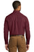 Port Authority W100/TW100 Mens Carefree Stain Resistant Long Sleeve Button Down Shirt w/ Pocket Burgundy Model Back