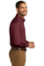 Port Authority W100/TW100 Mens Carefree Stain Resistant Long Sleeve Button Down Shirt w/ Pocket Burgundy Model Side