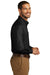 Port Authority W100/TW100 Mens Carefree Stain Resistant Long Sleeve Button Down Shirt w/ Pocket Deep Black Model Side