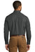 Port Authority W100/TW100 Mens Carefree Stain Resistant Long Sleeve Button Down Shirt w/ Pocket Graphite Grey Model Back