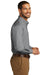 Port Authority W100/TW100 Mens Carefree Stain Resistant Long Sleeve Button Down Shirt w/ Pocket Gusty Grey Model Side