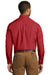 Port Authority W100/TW100 Mens Carefree Stain Resistant Long Sleeve Button Down Shirt w/ Pocket Rich Red Model Back