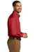 Port Authority W100/TW100 Mens Carefree Stain Resistant Long Sleeve Button Down Shirt w/ Pocket Rich Red Model Side